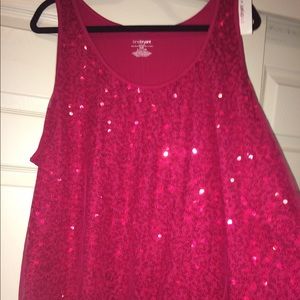 NWT Lane Bryant Pink Sequined Mesh Tank 26/28